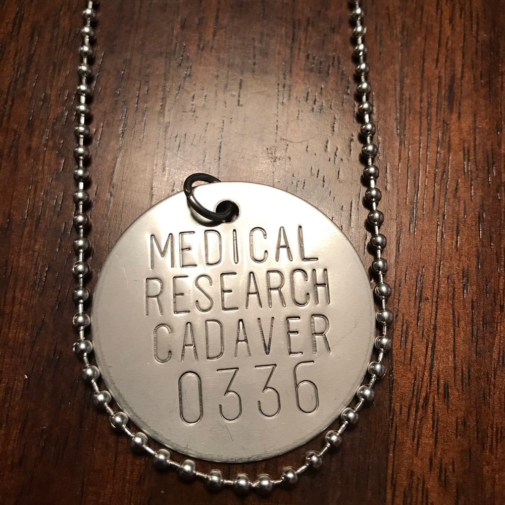 Real Metal Medical Research necklace from cadaver